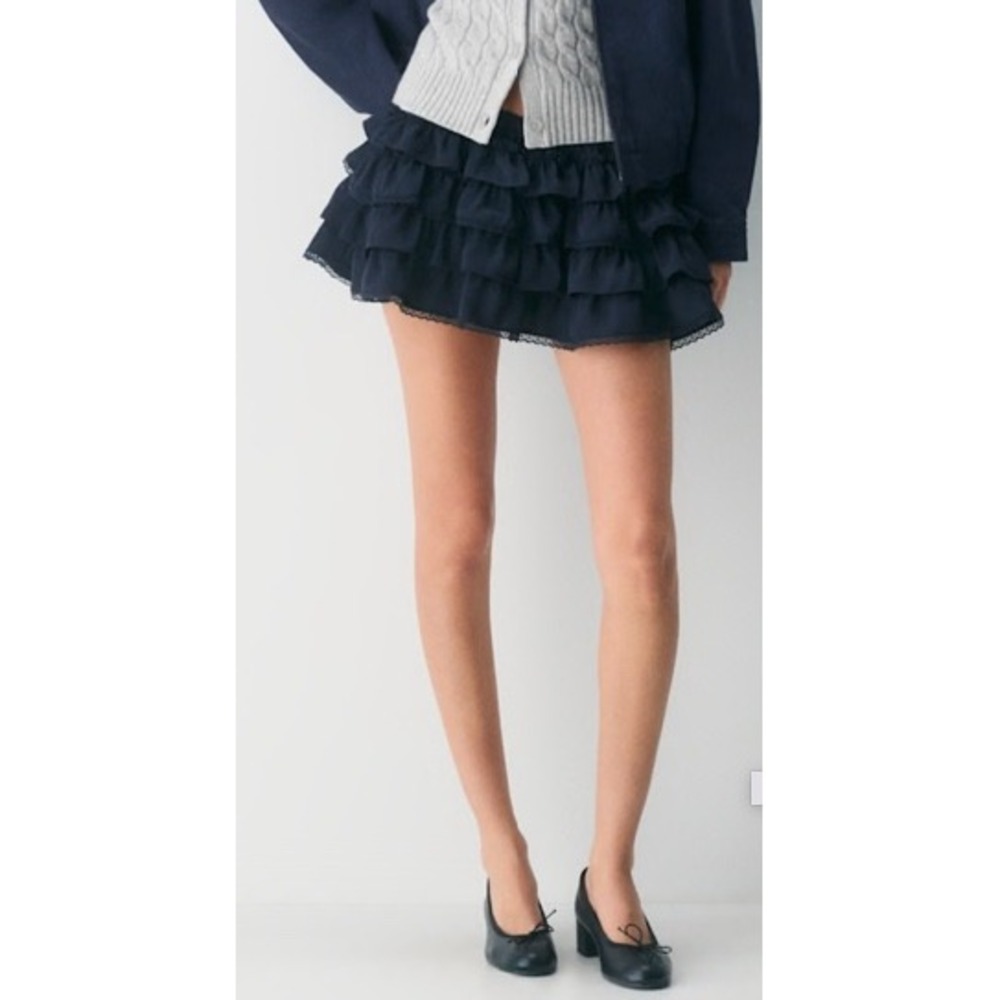 Sunday Best Aritzia Theo Skort Women 2XS Admiral Blue Tiered Ruffle Mini